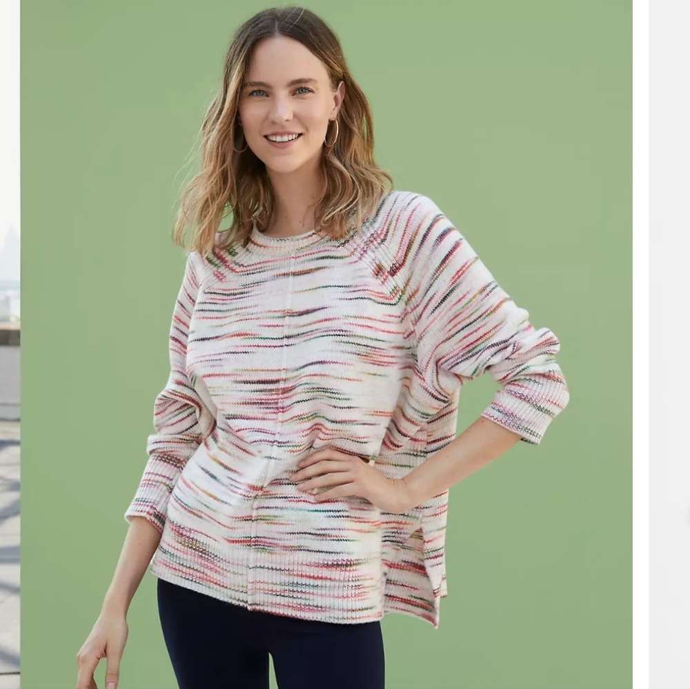 LOFT Lou & Grey Spacedye Seamed Poncho Sweater